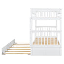 Twin over Twin Bunk Bed with Twin Size Trundle, Convertible Beds, White