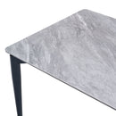 Modern Sintered Stone Dining Table Glossy Rock Surface Family Dining Table For 8 People With Sturdy Metal Legs Contemporary Kitchen Restaurant Furniture - Black / Gray