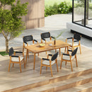 Outdoor 7 Piece Dining Set With Rope Woven Armchairs