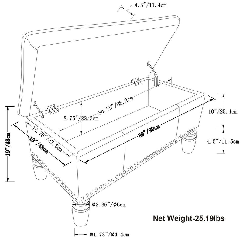 Emily - Storage Ottoman - Cognac