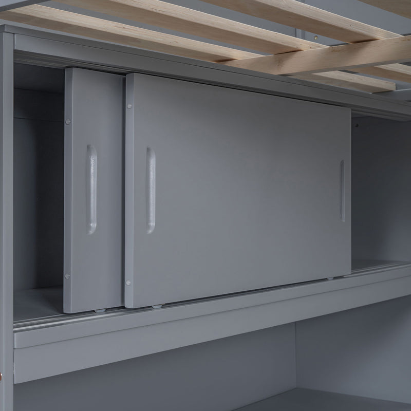 Modern Loft Bed With Desk And Shelves