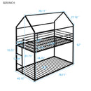 Bunk Beds for Kids Twin over Twin,House Bunk Bed Metal Bed Frame Built-in Ladder,No Box Spring Needed Black