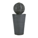 31.5" Tall Striped Column Fountain With LED Light Design For Outdoor Spaces - Gray