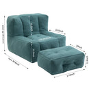 Modern Indoor Fluffy Bean Bag Chair With Memory Foam And Ottoman, Super Soft