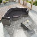 Elegant Patio Furniture Set Outdoor Daybed Rattan Sectional With Cushions And Center Table - Gray
