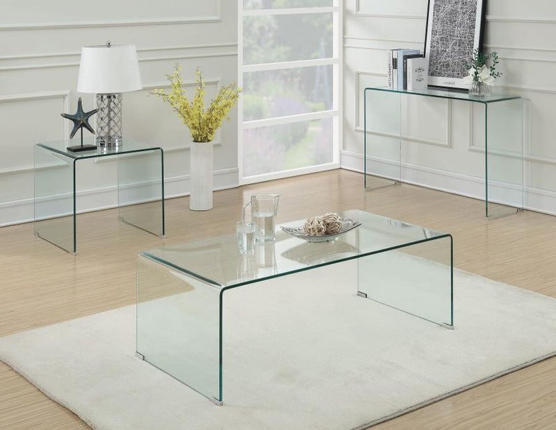 Ripley - Tempered Bent Glass Entryway Console Table - Clear