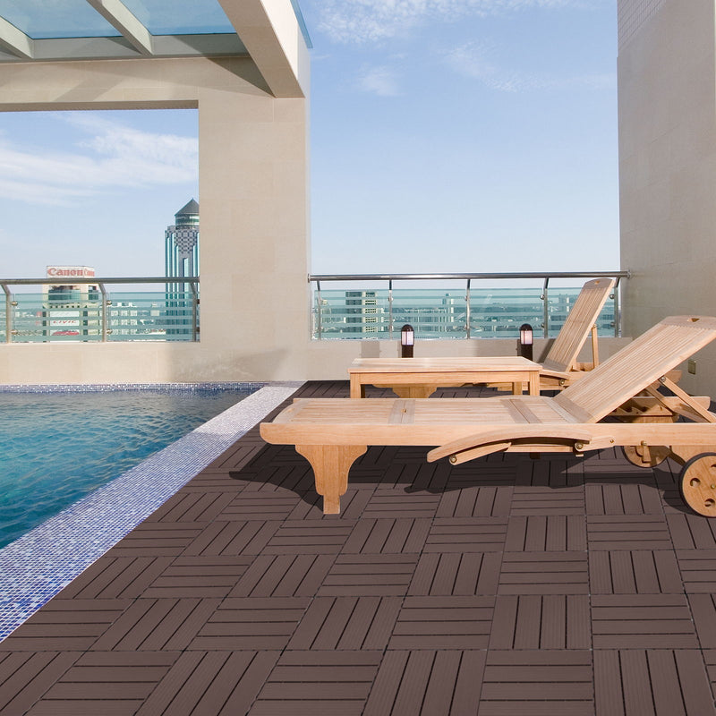 Plastic Interlocking Deck Tiles, Waterproof All Weather Use