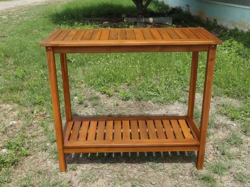 Workstation For Garden Balcony Garage, Acacia Console Potting Table