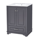 Bathroom Vanity With Ceramic Sink Combo, Modern Freestanding Storage Cabinet With Silver Handles