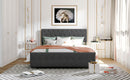 Queen Size Storage Bed Metal Platform Bed with a Big Drawer - Gray