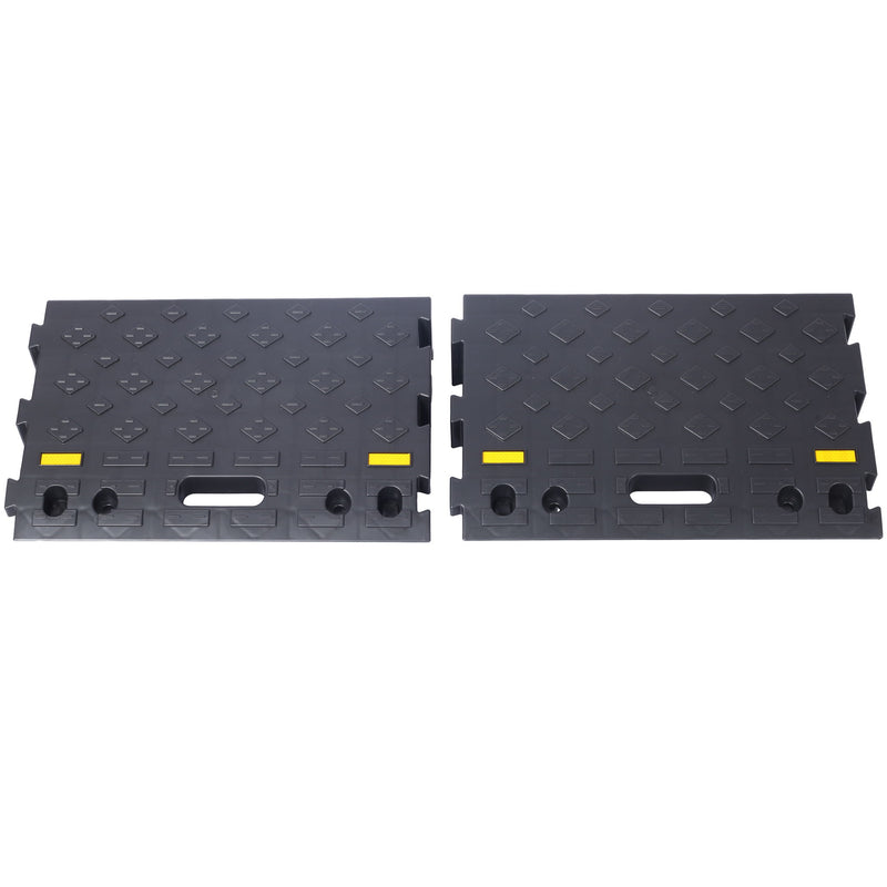 Heavy Duty Plastic 4" High Portable Automotive Curb Ramp For Cars & Wheelchairs Interlocking Design - Black