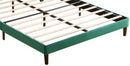 Full Size Frame Platform Bed with Upholstered Headboard and Slat Support, Heavy Duty Mattress Foundation, No Box Spring Required, Easy to Assemble, Green