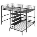Full Over Twin Bunk Bed With Built In Desk, Shelves And Ladder - Black