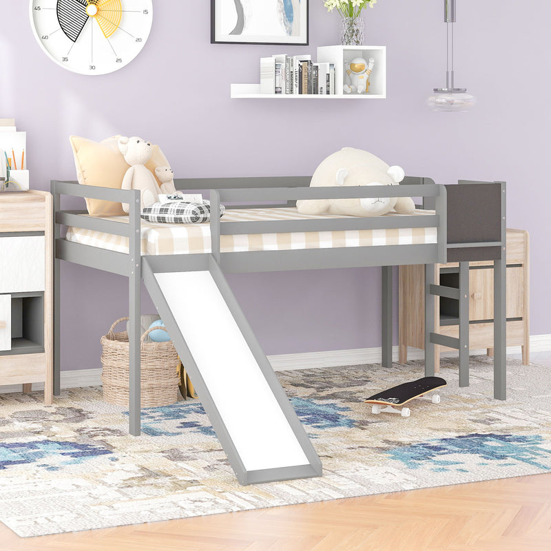 Loft Bed With Slide, Stair And Chalkboard