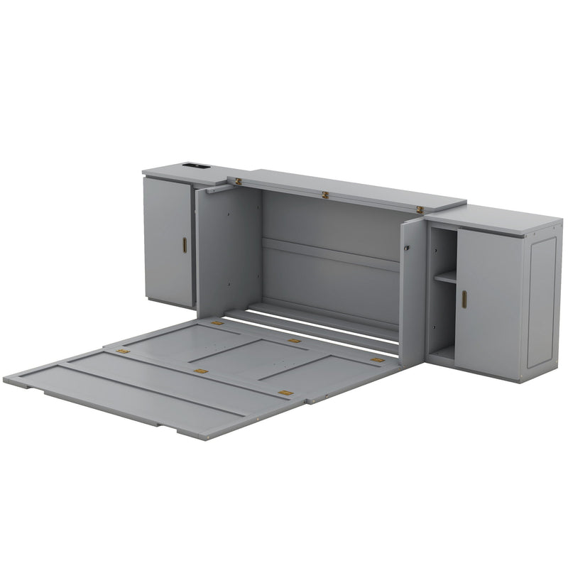 Murphy Bed With Shelves, Cabinets And USB Ports
