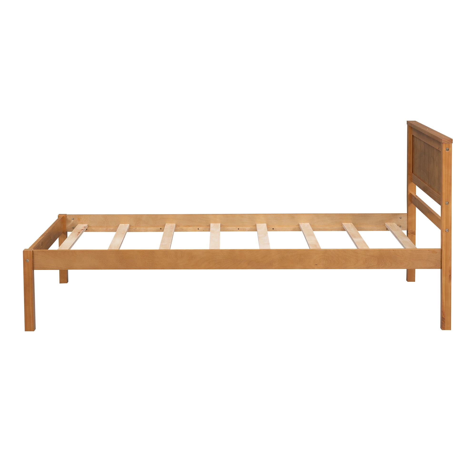 Platform Bed Frame with Headboard , Wood Slat Support , No Box Spring Needed ,Twin,Oak - Atlantic Fine Furniture Melbourne FL