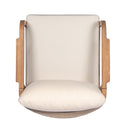 Outdoor Lounge Chair With Woven Backrest, Solid Wood Frame, Comfortable Cushions