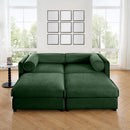Contemporary Elegant White Chenille Sofa With Storage And Ottoman