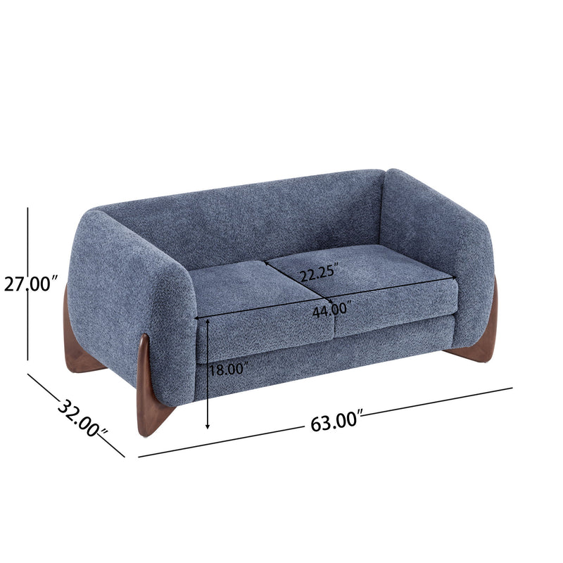 Contemporary Boucle Sherpa Sofa With Birch Wood Legs
