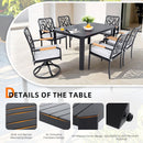 Outdoor Patio Furniture Dining Set With Sunbrella Fabric, Rectangular Table With Umbrella Hole