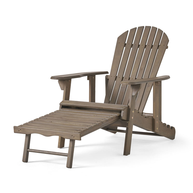 Malibu - Rustic Style Reclining Adirondack Chair With Footrest - Gray