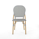 Outdoor Rattan And Aluminum Armless French Bistro Chairs (Set of 2) - Dark Gray