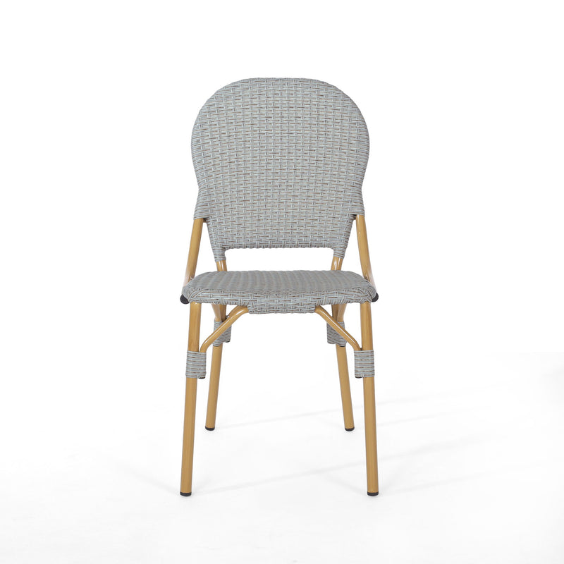 Outdoor Rattan And Aluminum Armless French Bistro Chairs (Set of 2) - Dark Gray