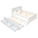 Platform Bed With Storage Headboard, USB, Trundle And 3 Drawers