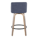 Toriano - Contemporary Fixed Height Counter Stool With Swivel & Round Footrest (Set of 2)