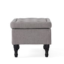 Dean - Fabric Storage Wide Tufted Rectangle Ottoman - Gray