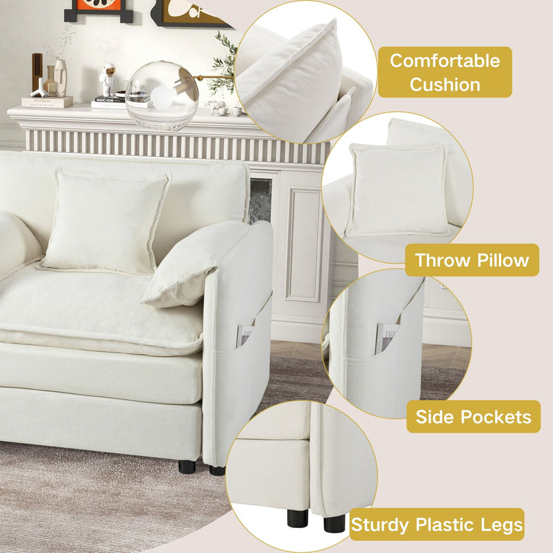 Modern Upholstered Chenille Loveseat And Armchair Set With Pillows