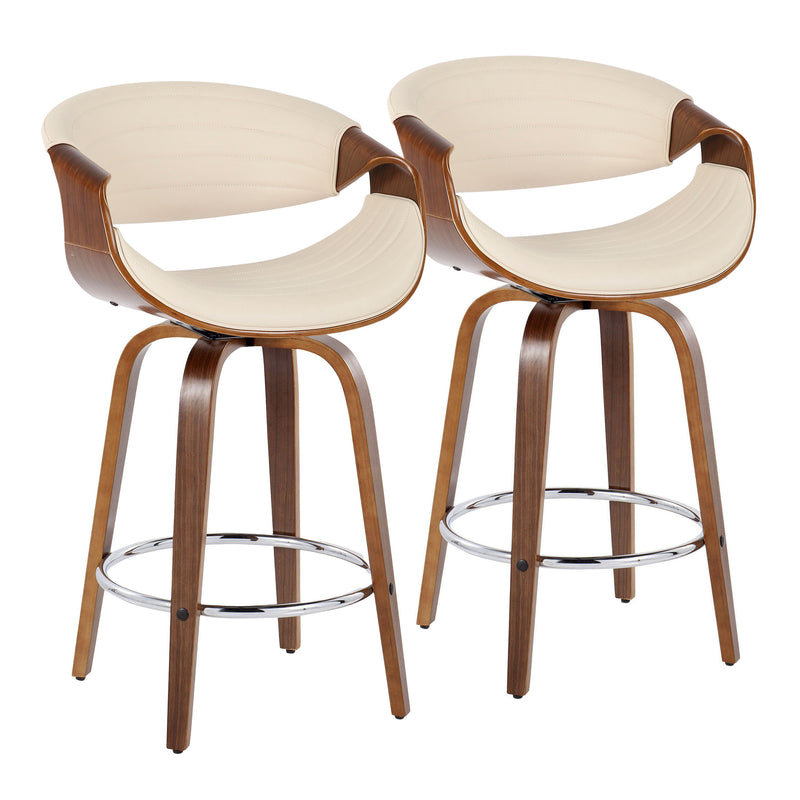 Symphony - Mid Century Modern Fixed Height Counter Stool & Swivel With Round Footrest (Set of 2)