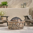 Outdoor 34" Lightweight Concrete Wood Burning Fire Pit - Stone Gray