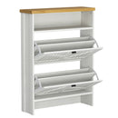 4 Layer Folding Shoe Cabinet With Metal Rounded Corners Convenient Shoe Storage - White