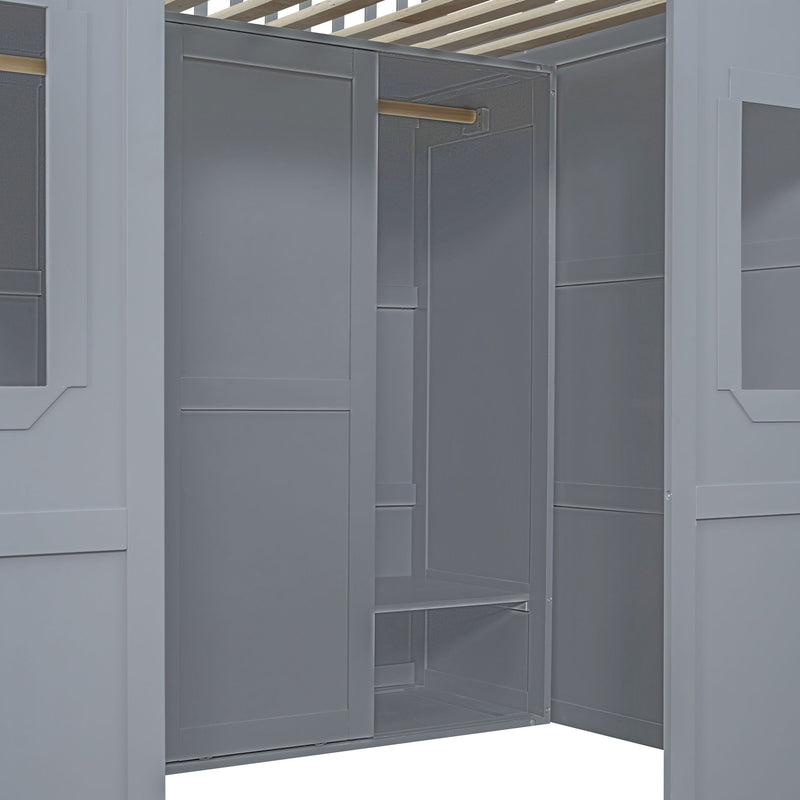 Loft Stylish Bed With Ladder And Wardrobe