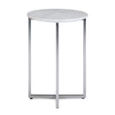 Marsden - Side Table With Polished Stainless Steel Base - White / Silver
