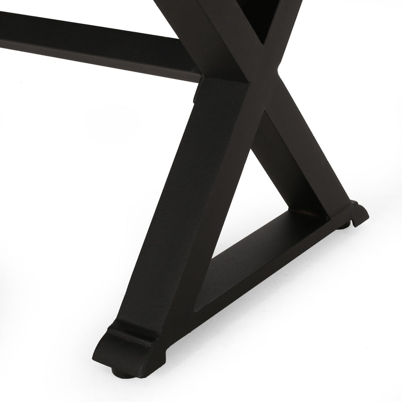 Modern Aluminum Outdoor Dining Bench With X Base