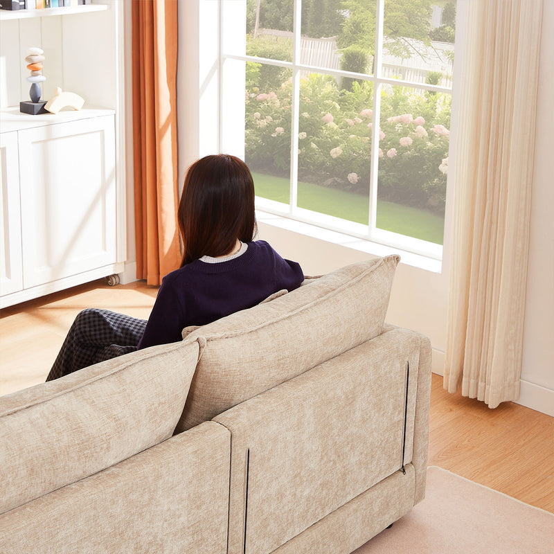 Modular L-Shaped Sectional Sofa With Movable Ottoman - Coffee