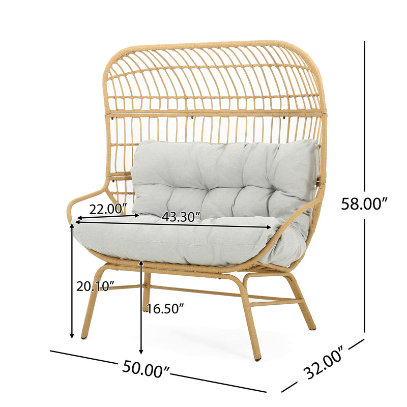Palos - Outdoor Wicker Loveseat - Light Brown