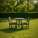 3 Piece Outdoor Dining Set, Round Patio Table With 2 Armless Chairs