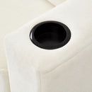 Modern Style Armchair Chaise Lounge Sofa Couch With Movable Storage Ottoman, USB Ports, Cup Holders, Phone Holder, Side Pockets