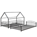 Twin Over Twin Metal Bunk Bed With Slide,Kids House Bed Black+Red