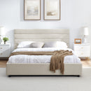 Modern Cushioned Bed Frame With Headboard And Drawers