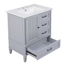 30" Bathroom Vanity With Sink, Bathroom Cabinet With A Door, 3 Drawers Legs, Adiustable Foot Pads - Gray
