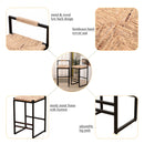 Water Hyacinth Woven Bar Stools With Back Support, Counter Height Dining Chairs (Set of 2) - Natural