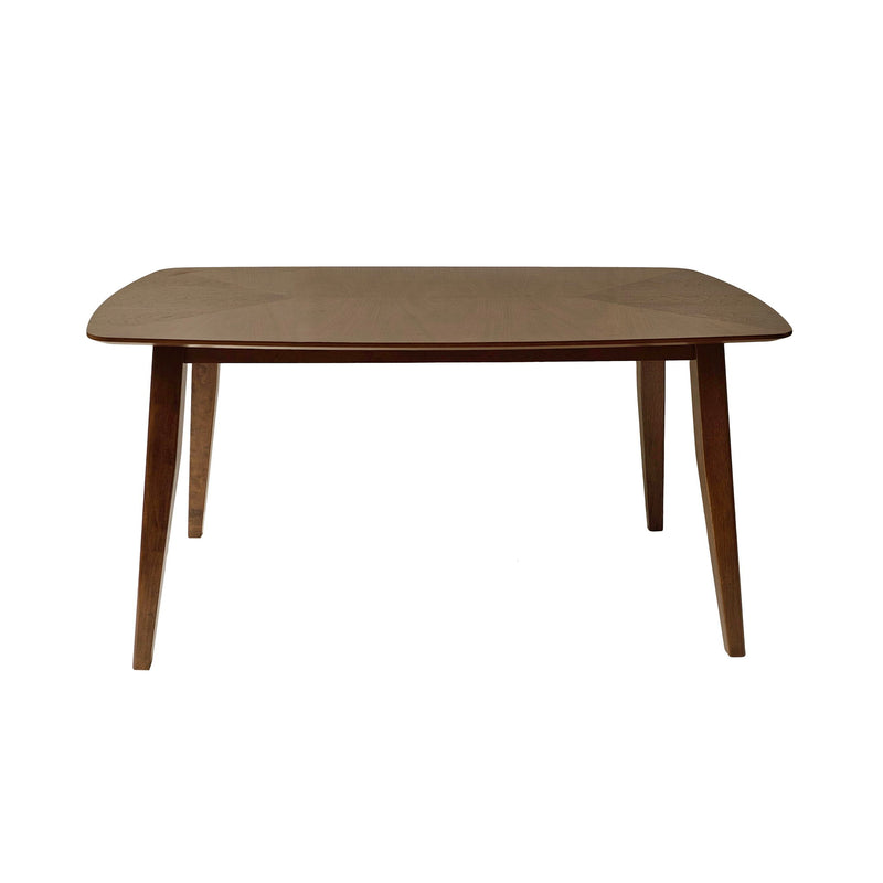 Modern Indoor Wood Dining Set With Chairs And Table, Rubber Wood, 6 Piece - Cream / Walnut