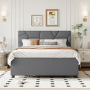 Upholstered Platform Bed With Brick Pattern Headboard And Twin Long Size Trundle