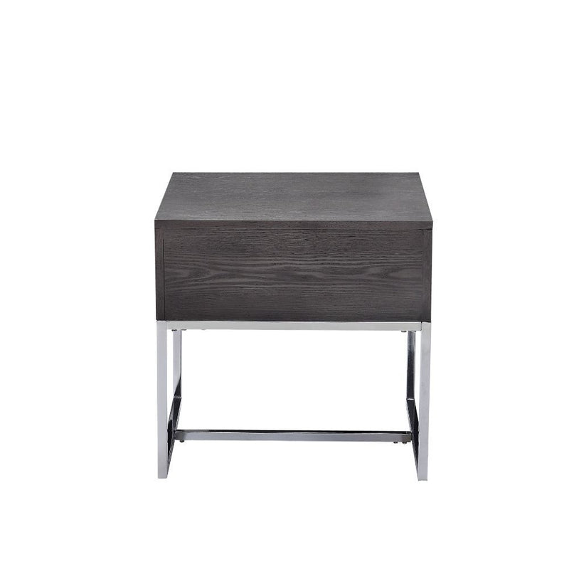 Iban - End Table - Gray Oak & Chrome - Atlantic Fine Furniture Inc