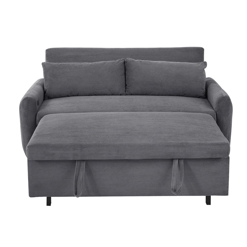 Pull-Out Sofa Bed Convertible Couch 2 Seat Loveseat Sofa Modern Sleeper Sofa With Two Throw Pillows And USB Ports For Living Room