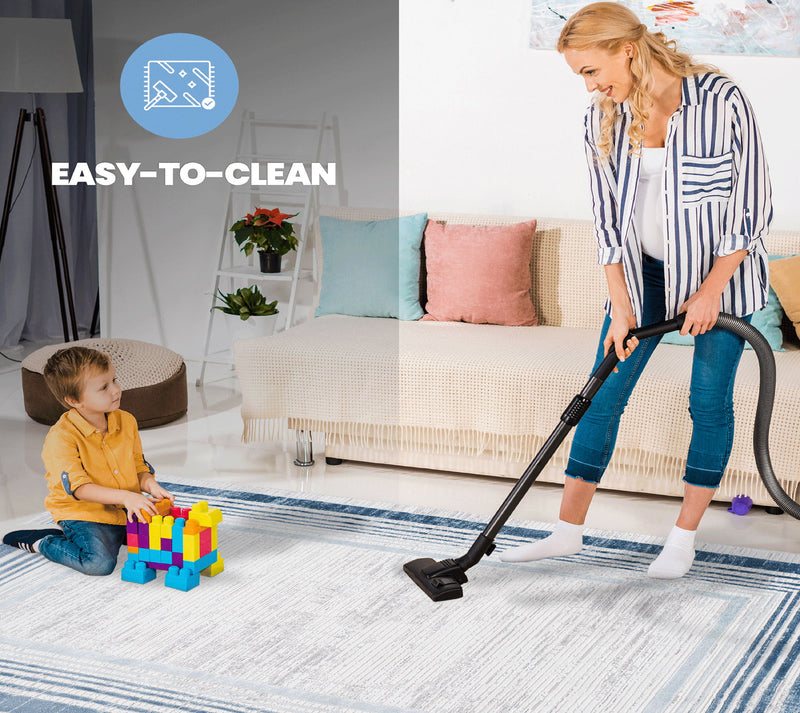 Marfi - 8' X 10' Bordered Area Rug - Blue / Ivory